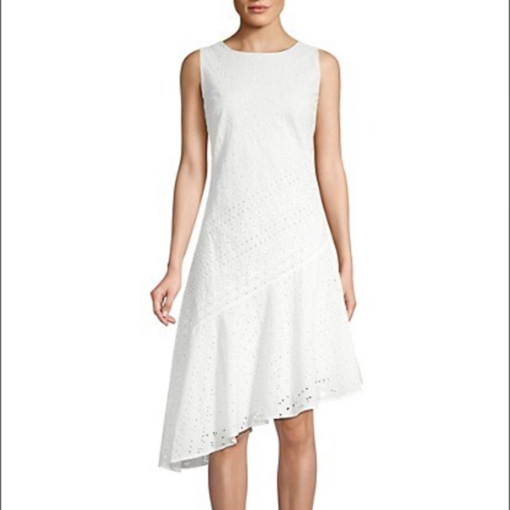 DKNY Eyelet Asymmetrical Sheath Dress